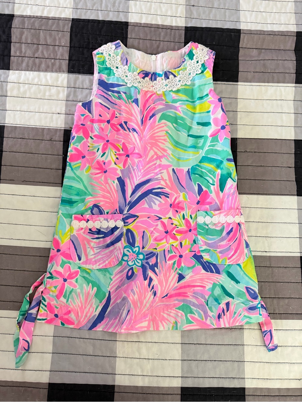 Lilly Pulitzer Pink, Aqua & Green Floral Sleeveless Shift Dress 3T